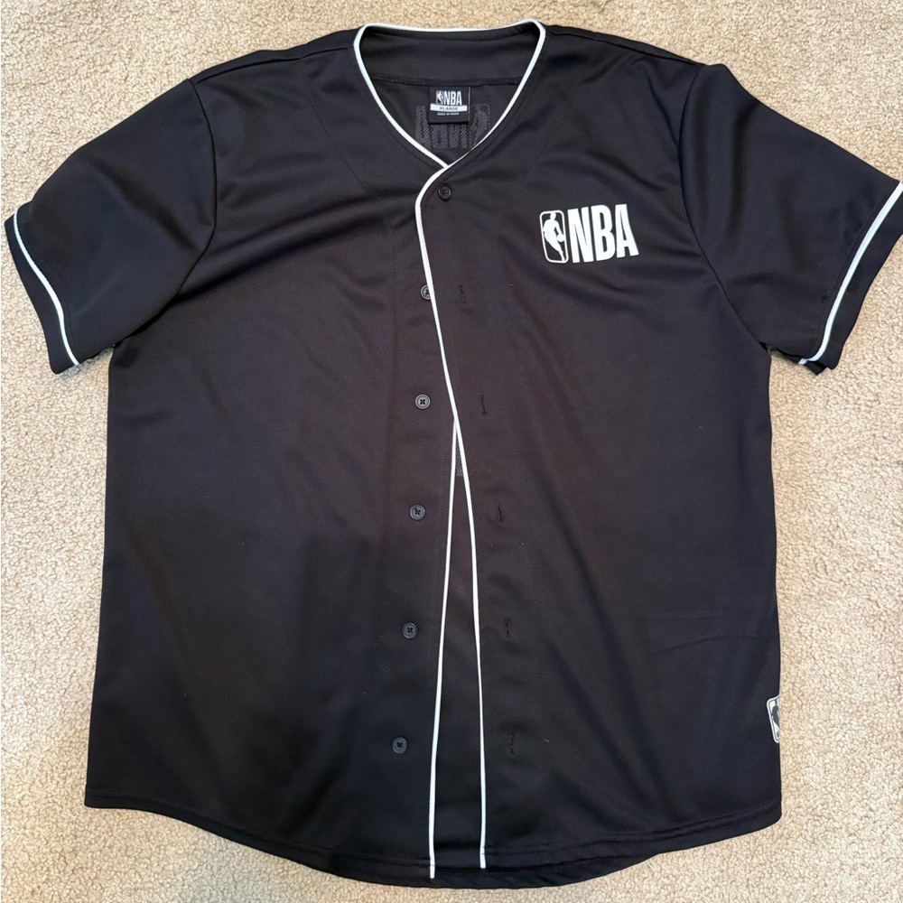 NBA Black Jersey Shirt with White Trim